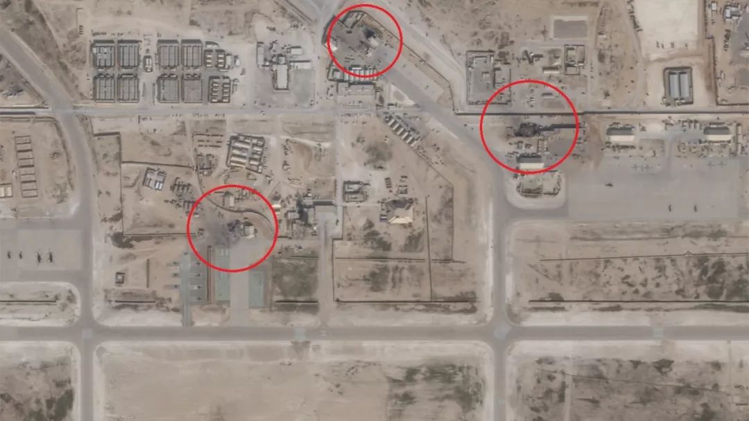 阿萨德基地的卫星照片，可以看出受损情况 图源：CNN