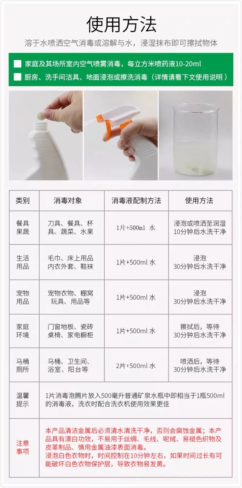 国标消毒泡腾片1片3瓶消毒液平价实惠现货现发