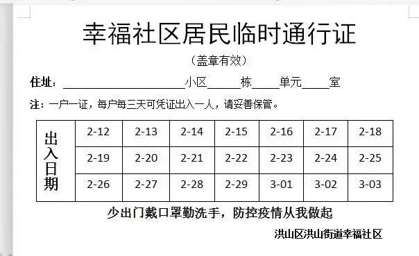 武漢所有小區(qū)實(shí)行封閉管理，看看出入證都長(zhǎng)啥樣(圖1)