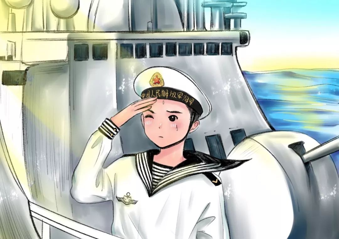 那里碧海蓝天,白浪银沙 战舰林立,海风习习 夕阳下的十里军港 美得像