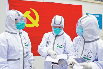 坚决打赢疫情防控的人民战争总体战阻击战让党旗在防控疫情斗争第一线