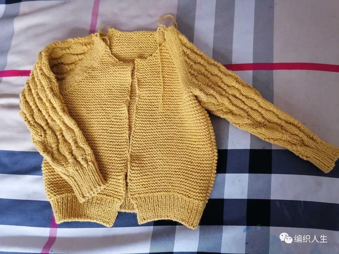 乐天款儿童棒针插肩开衫毛衣,好看又好织,快来学!