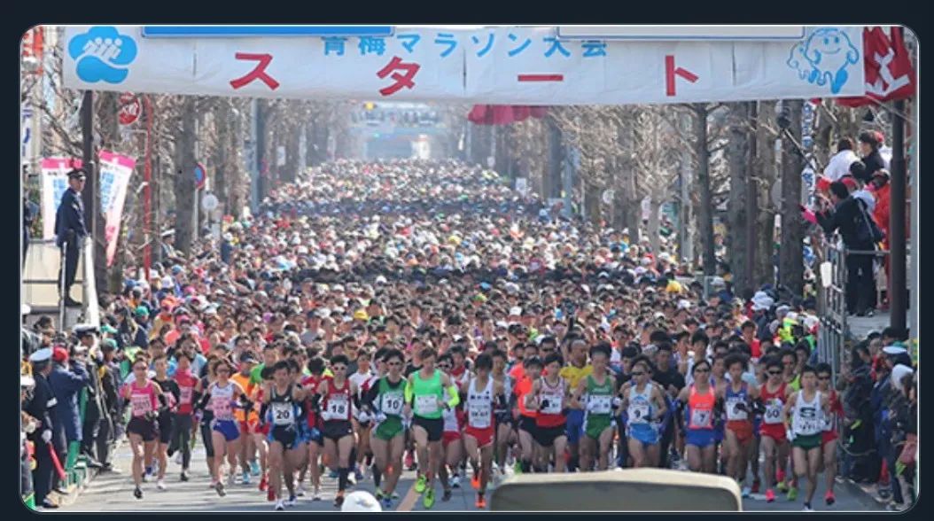  圖為東京青梅馬拉鬆現場，圖源：網絡