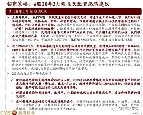 招商策略A股二月观点及配置建议：疫情在前 两手避险