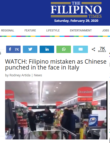 被误认是中国人？！菲律宾男子在意大利超市惨遭男子殴打（视频/图） - 1