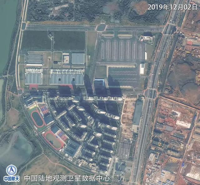 雷神山医院选址位置（建设前，高分二号卫星拍摄于2019年12月2日）