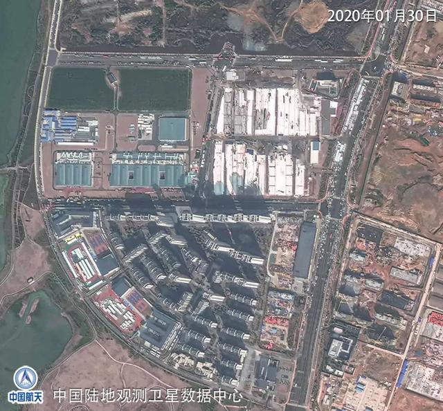 雷神山医院（建设中，高分二号卫星拍摄于2020年1月30日）