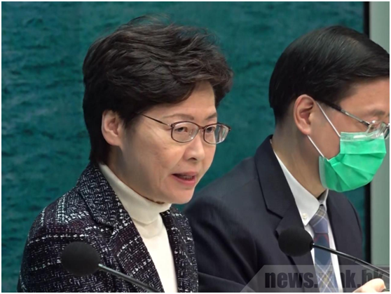 2月5日，林郑月娥在记者会说明疫情的相关情况。（图片来源：港媒）
