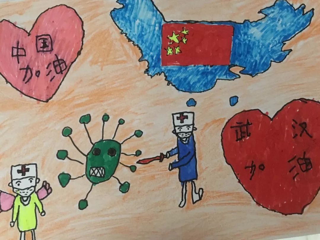 中国加油疫情简笔画图片