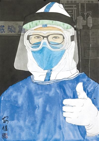 与时间赛跑的人(中国画)    李 冬