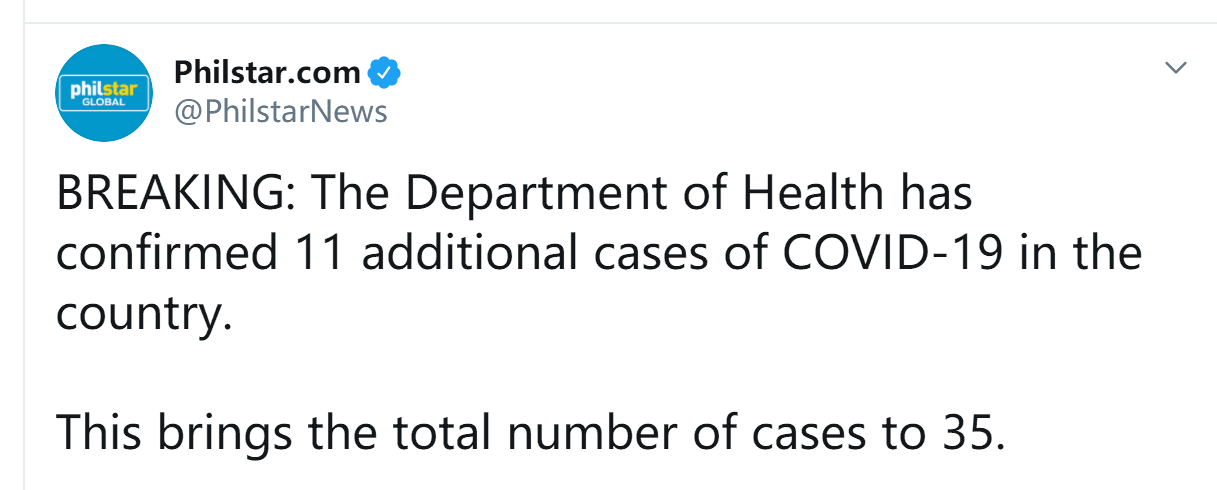 菲律宾新增11例新冠肺炎确诊病例累计35例