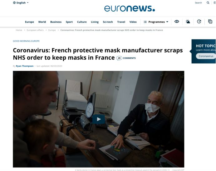法国欧洲新闻台报道截图
