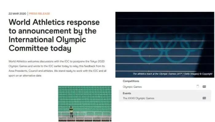 国际田联在其网站发布声明，在其他时间与国际奥委会合作。