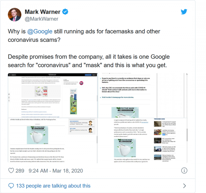 调查:FB等大型网络平台仍可看到新冠病毒