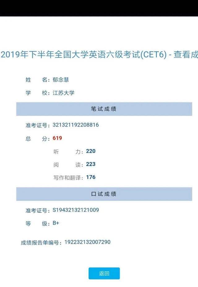 郁念慧成绩."英语学习就是不断输入和尝试输出的过程.
