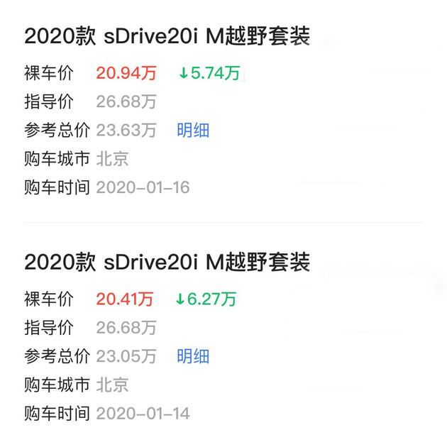 易车网友上传的华晨宝马X2 sDrive20i M越野套装 发票价