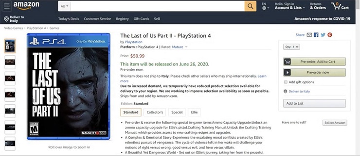 亚马逊泄露《最后的生还者2》发售日 与对马岛撞了
