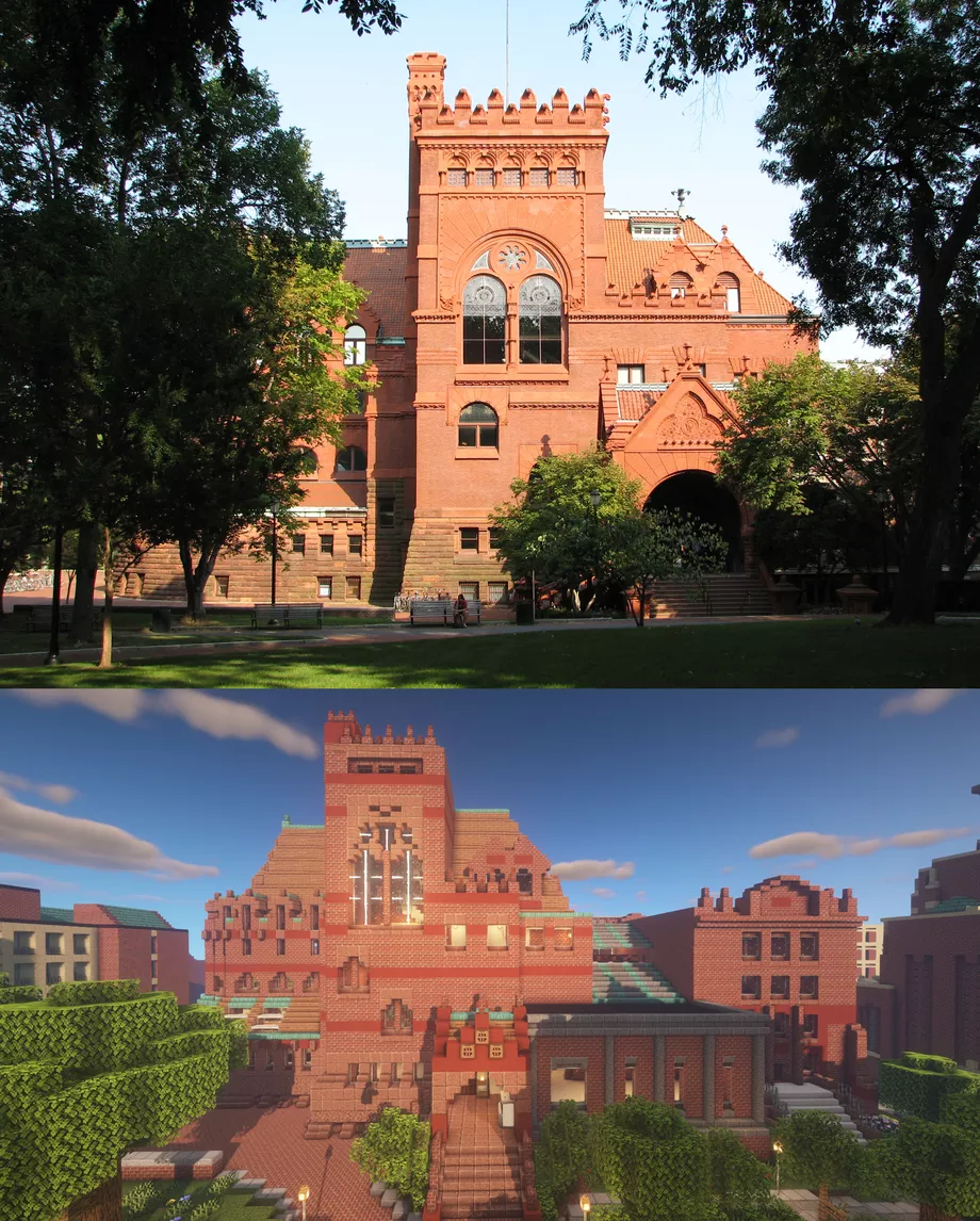 大学生变身建筑工人 在家隔离的美国学生们 正在minecraft中复现一座座大学校园 手机新浪网