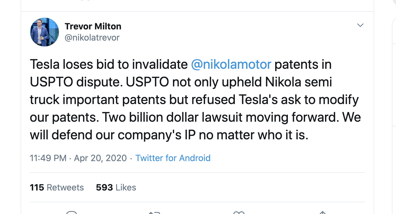 特斯拉被诉遭索赔20亿美元 申请对方专利无效被驳-特斯拉索赔案