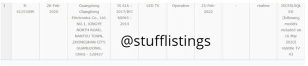 Realme电视即将在印度首发 尺寸及配置仍不清楚