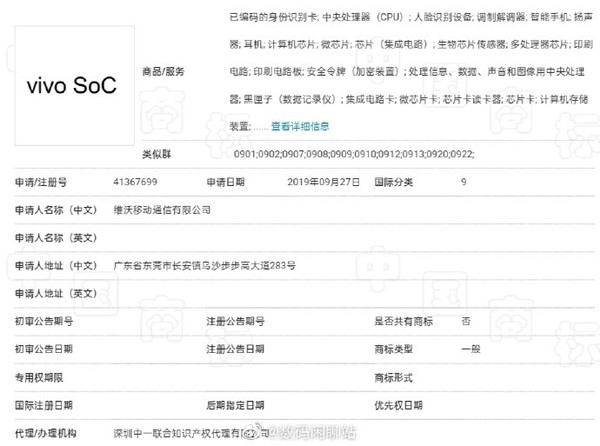 vivo SoC商标