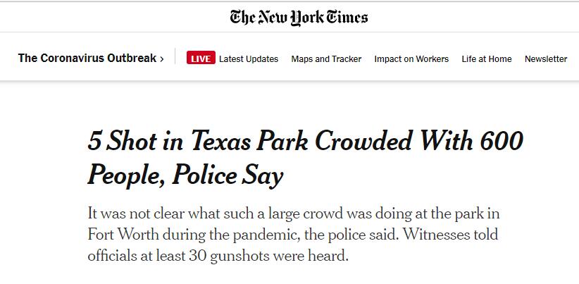 美国一公园传来30声枪响 600人四散而逃现场一片