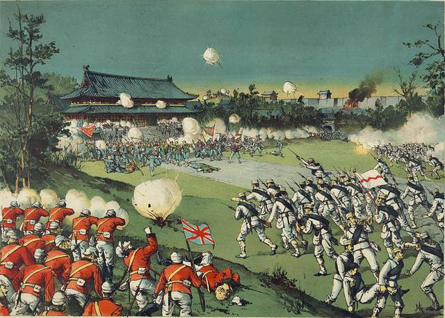  △日本画家描绘的八国联军侵华纪实漫画
