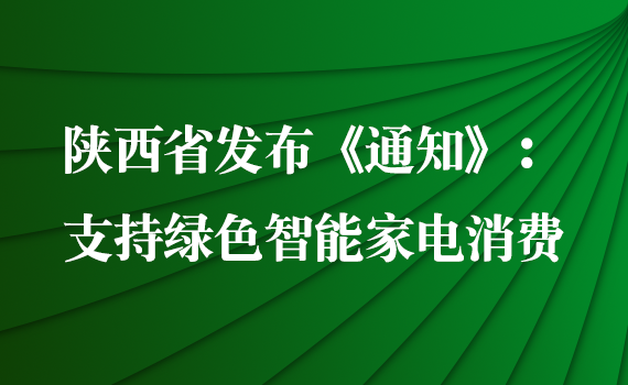 陕西省发布《通知》：支持绿色智能家电消费 增强消费信心