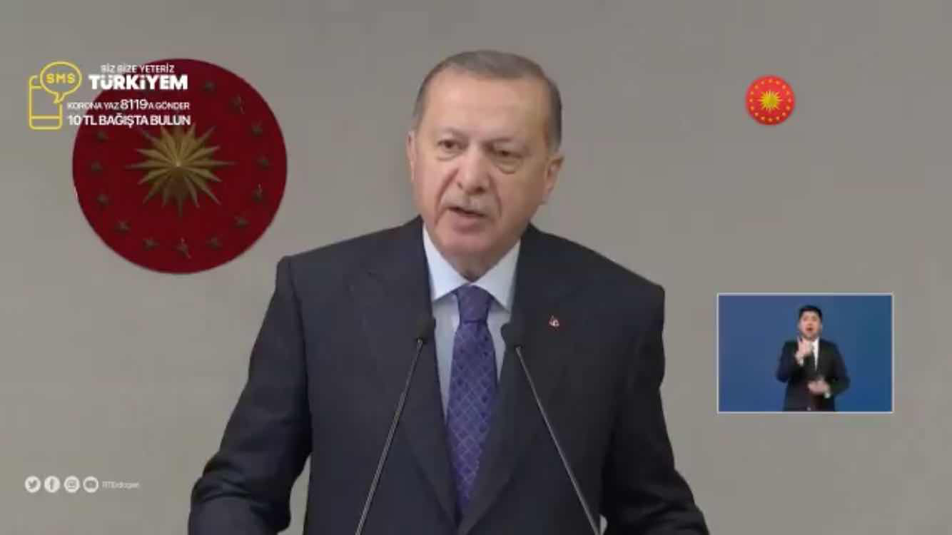 △土耳其总统埃尔多安发表电视讲话 （来源：当地媒体）