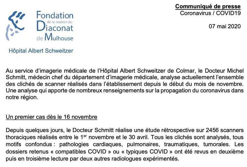 法国东北部城市科尔马的施魏策尔医院7日发布新闻公报称,这家医院医学