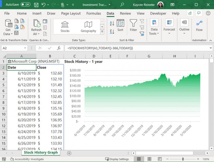 Excel STOCKHISTORY excel-stockhistory