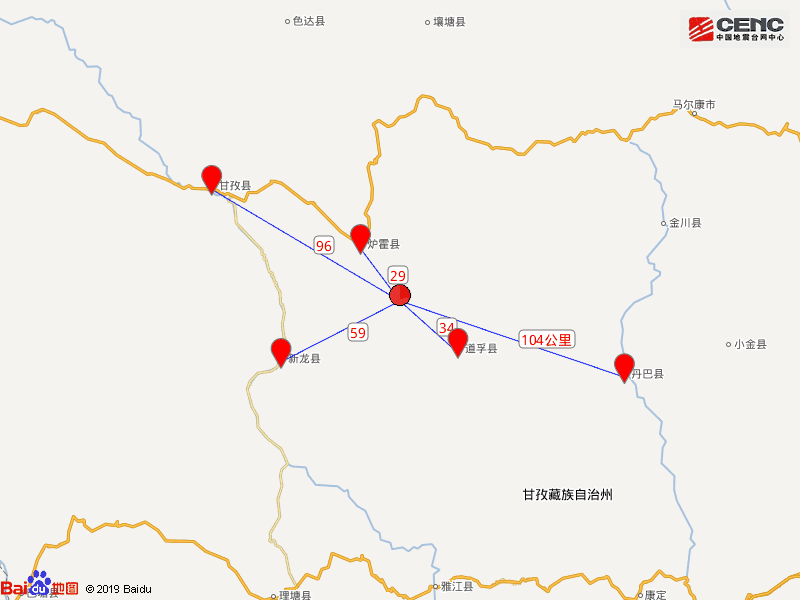 四川甘孜州炉霍县发生36级地震