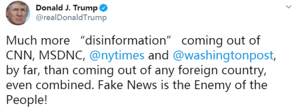  特朗普推特截图