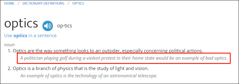 “你的词典”给optics的例句