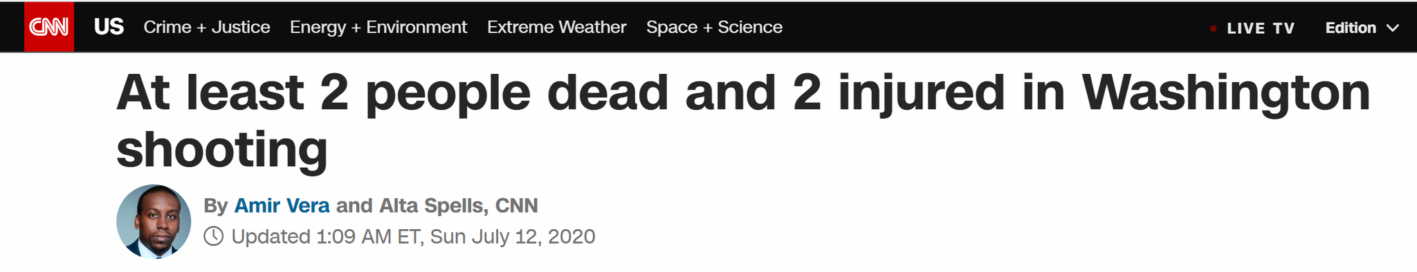 环球网|美国华盛顿州突发枪击事件 已致至少2死2伤