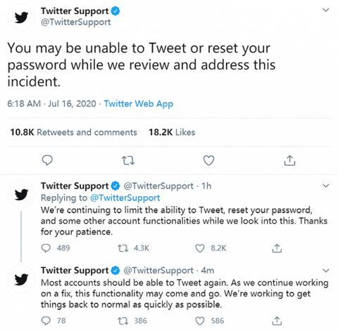 推特:大部分用户可恢复发送推文