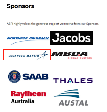 ·洛·马公司（红框标注）出现在澳大利亚战略政策研究所的“赞助商名单”里。