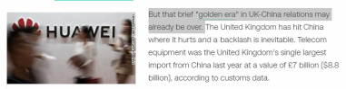 CNN认为，中英关系“黄金时代”或将终结。