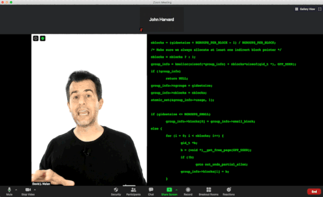 使用 OBS Studio 作为虚拟相机的 Zoom 展示效果图。