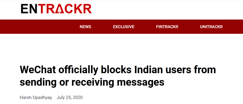 在社交媒体推特上，有印度网友还晒出了微信团队发布上述通知的截图。