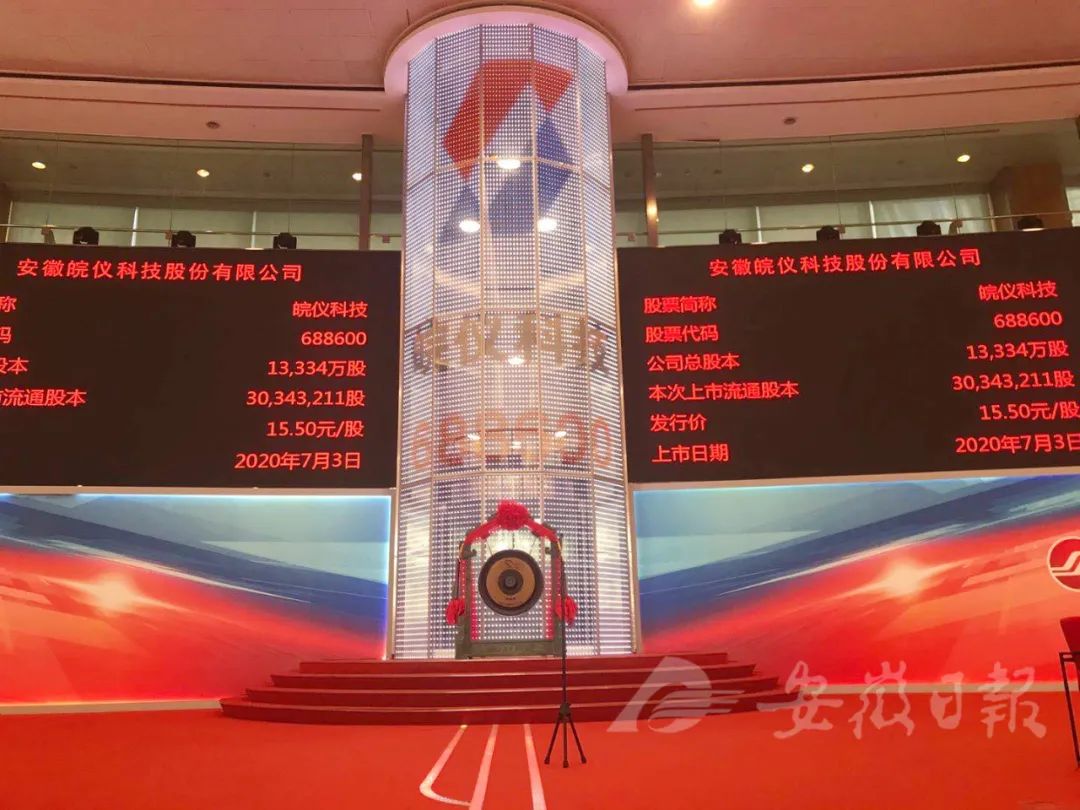 皖仪科技,股票代码:688600)登陆上交所科创板,鸣锣上市