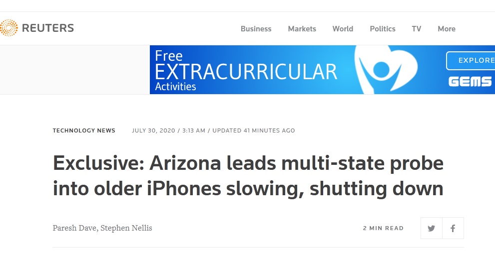 路透社网站截图