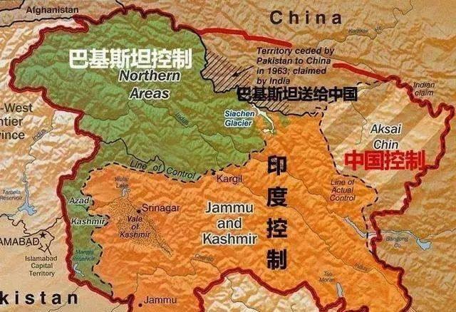 图1,克什米尔地区形势图1947年前,克什米尔为英属印度的土邦.