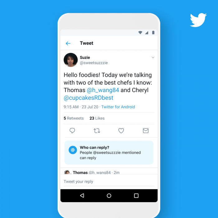 twitter推出新功能02用户可限制回复推文人数