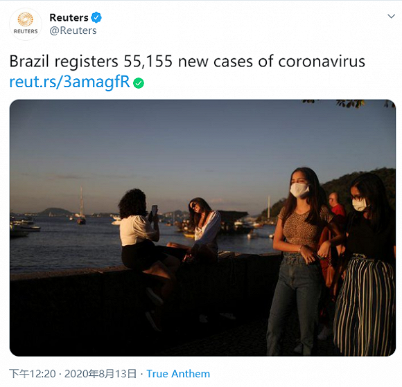 从疫情开始起巴西共发现3164785例新冠病毒感染病例和104201例死亡