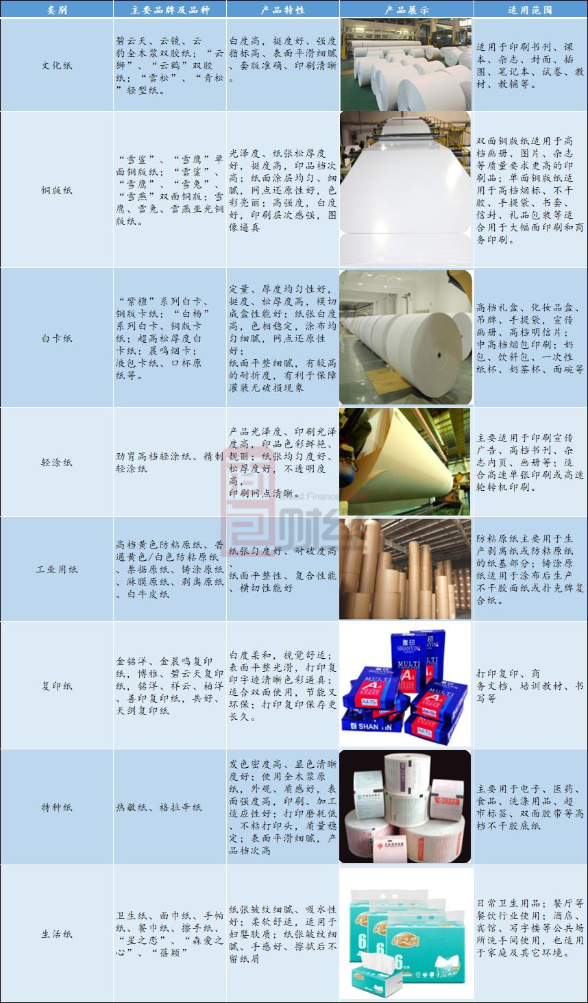 图3：截至2020年6月30日晨鸣纸业主要产品