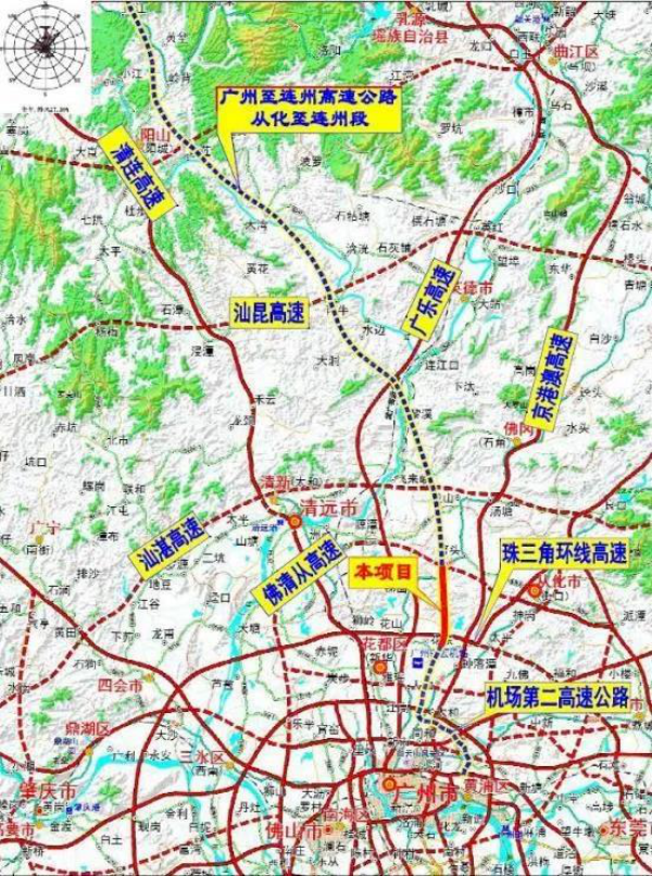 花都至从化段是省高速公路网规划"一射线"(即广州天河至清远连州高速