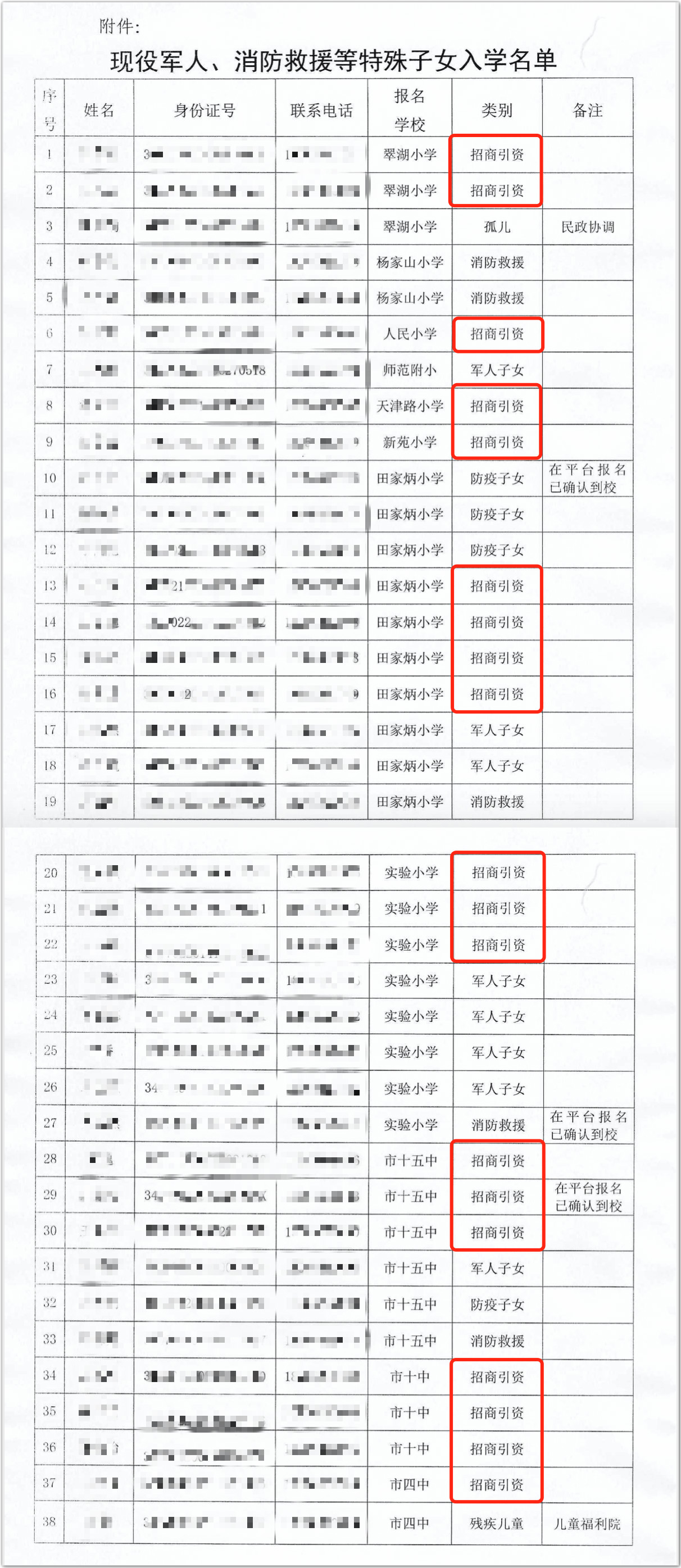 安徽省铜陵市铜官区教育局《关于现役军人、消防救援等特殊子女入学安排的函》。受访者供图