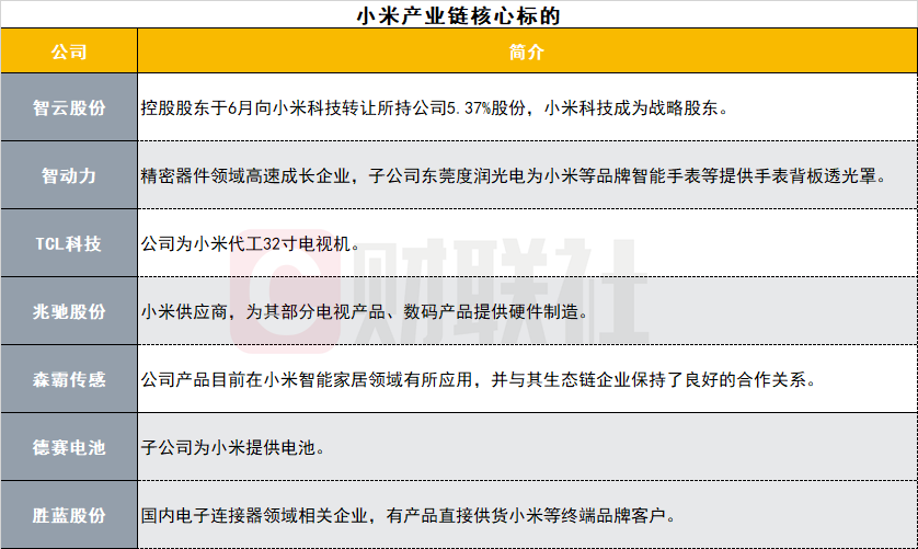 股价年内翻倍小米一飞冲天产业链核心标的一览