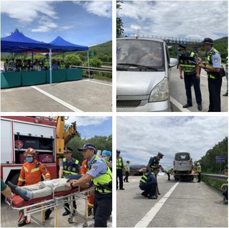 中心桂林高速路警企三方联合开展四位一体道路交通事故应急救援演练图